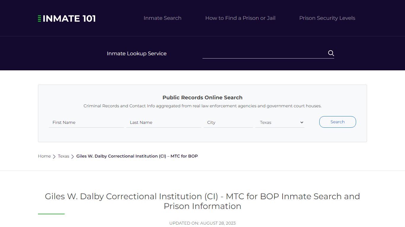 Giles W. Dalby Correctional Institution (CI) - Inmate101