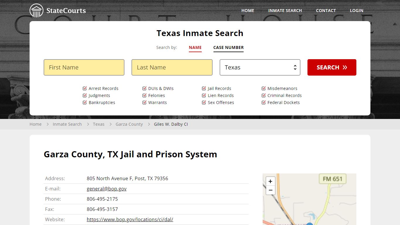 Giles W. Dalby CI Inmate Records Search, Texas - StateCourts